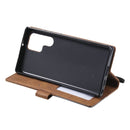 For Samsung Galaxy S22 Ultra 5G Skin Feel Splicing Horizontal Flip Leather Phone Case(Brown)