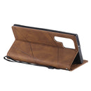 For Samsung Galaxy S22 Ultra 5G Skin Feel Splicing Horizontal Flip Leather Phone Case(Brown)