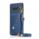 For Samsung Galaxy S10+ Crossbody Wallet Card Bag Phone Case(Blue)