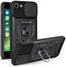 Sliding Camera Cover Design TPU+PC Phone Protective Case For iPhone SE 2022 / SE 2020 / 8 / 7(Black)