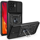 For OPPO A94/Reno5/F19 Pro/Reno5 Lite Sliding Camera Cover Design TPU+PC Phone Protective Case(Black)