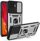 For OPPO A94/Reno5/F19 Pro/Reno5 Lite Sliding Camera Cover Design TPU+PC Phone Protective Case(Silver)