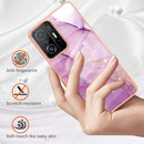 For Xiaomi Mi 11T / Mi 11T Pro Electroplating Marble IMD TPU Phone Case(Purple 001)