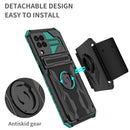 For Samsung Galaxy A22 4G Kickstand Detachable Armband Phone Case(Deep Green)