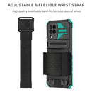 For Samsung Galaxy A22 4G Kickstand Detachable Armband Phone Case(Deep Green)
