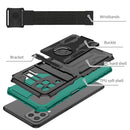 For Samsung Galaxy A22 4G Kickstand Detachable Armband Phone Case(Deep Green)
