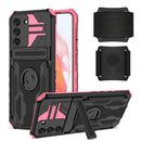 For Samsung Galaxy S21 FE 5G Kickstand Detachable Armband Phone Case(Pink)