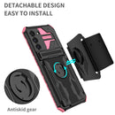 For Samsung Galaxy S21 FE 5G Kickstand Detachable Armband Phone Case(Pink)