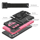 For Samsung Galaxy S21 FE 5G Kickstand Detachable Armband Phone Case(Pink)