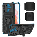 For Samsung Galaxy S21 FE 5G Kickstand Detachable Armband Phone Case(Blue)