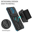 For Samsung Galaxy S21 FE 5G Kickstand Detachable Armband Phone Case(Blue)