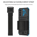 For Samsung Galaxy S21 FE 5G Kickstand Detachable Armband Phone Case(Blue)