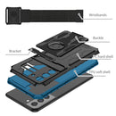 For Samsung Galaxy S21 FE 5G Kickstand Detachable Armband Phone Case(Blue)