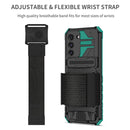 For Samsung Galaxy S21 FE 5G Kickstand Detachable Armband Phone Case(Deep Green)
