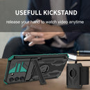 For Samsung Galaxy S21 FE 5G Kickstand Detachable Armband Phone Case(Deep Green)