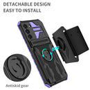 For Samsung Galaxy S21 FE 5G Kickstand Detachable Armband Phone Case(Purple)