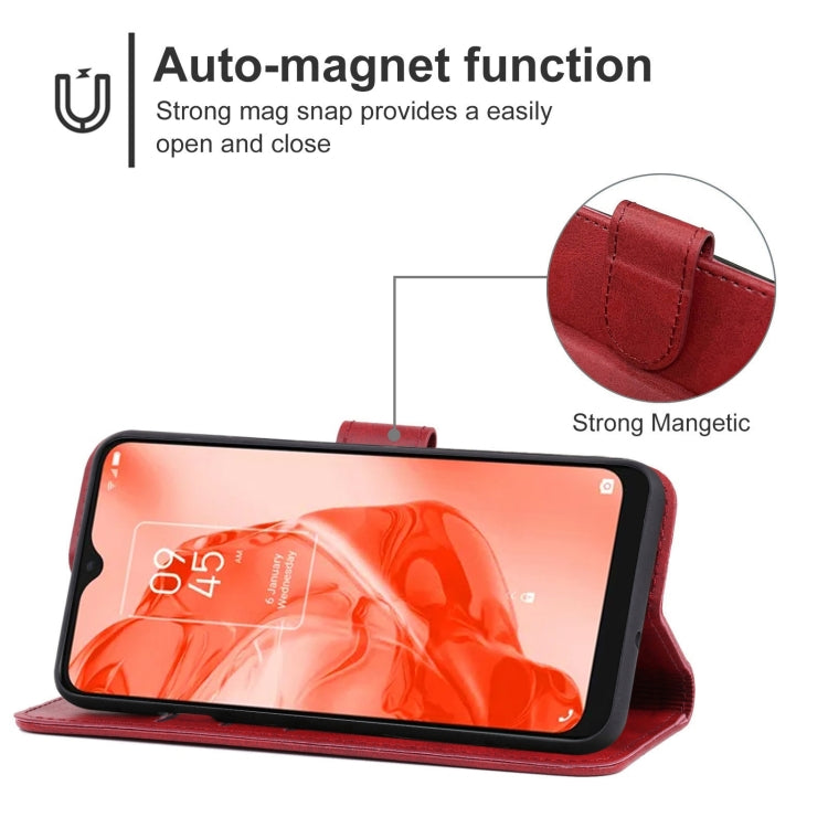 Leather Phone Case For TCL 205(Red)