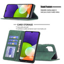 For Samsung Galaxy A22 4G Magnetic Splicing Leather Phone Case(Green)