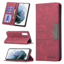 For Samsung Galaxy S21 FE 5G Magnetic Splicing Leather Phone Case(Red)