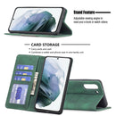 For Samsung Galaxy S21 FE 5G Magnetic Splicing Leather Phone Case(Green)