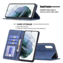 For Samsung Galaxy S21 FE 5G Magnetic Splicing Leather Phone Case(Blue)