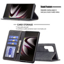 For Samsung Galaxy S22 Ultra 5G Magnetic Splicing Leather Phone Case(Black)