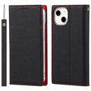 For iPhone 13 Litchi Texture Genuine Leather Phone Case With Lanyard & Holder & Card Slots & Wallet(Black)