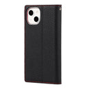 For iPhone 13 Litchi Texture Genuine Leather Phone Case With Lanyard & Holder & Card Slots & Wallet(Black)