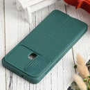 For Samsung Galaxy A21s Litchi Texture Sliding Camshield TPU Phone Case(Dark Green)