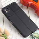 For Samsung Galaxy A22 5G Litchi Texture Sliding Camshield TPU Phone Case(Black)
