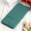 For Samsung Galaxy A22 5G Litchi Texture Sliding Camshield TPU Phone Case(Dark Green)