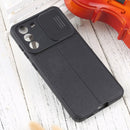 For Samsung Galaxy S21 FE 5G Litchi Texture Sliding Camshield TPU Phone Case(Black)