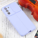 For Samsung Galaxy S21 FE 5G Litchi Texture Sliding Camshield TPU Phone Case(Light Purple)