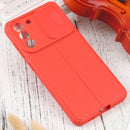 For Samsung Galaxy S21 FE 5G Litchi Texture Sliding Camshield TPU Phone Case(Red)