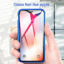 For iPhone X / XS Ultra Slim Double Sides Magnetic Adsorption Angular Frame Tempered Glass Magnet Flip Case(Black)