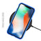 For iPhone X / XS Ultra Slim Double Sides Magnetic Adsorption Angular Frame Tempered Glass Magnet Flip Case(Blue)