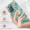For Samsung Galaxy Note20 Ultra Electroplating Splicing Marble Flower TPU Phone Case(Blue Flower)