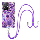 For Xiaomi Mi 11T / Mi 11T Pro Electroplating Splicing Marble TPU Phone Case with Lanyard(Dark Purple)