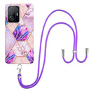 For Xiaomi Mi 11T / Mi 11T Pro Electroplating Splicing Marble TPU Phone Case with Lanyard(Light Purple)