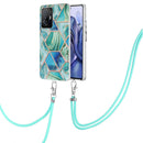 For Xiaomi Mi 11T / Mi 11T Pro Electroplating Splicing Marble TPU Phone Case with Lanyard(Green)