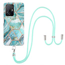 For Xiaomi Mi 11T / Mi 11T Pro Electroplating Splicing Marble TPU Phone Case with Lanyard(Blue)