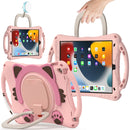 Cute Cat King Kids Shockproof EVA Protective Case with Holder & Shoulder Strap & Handle For iPad 10.2 2019 / 2020 / 2021 / Pro 10.5(Pink)