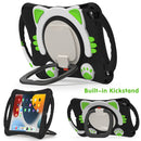 Cute Cat King Kids Shockproof EVA Protective Case with Holder & Shoulder Strap & Handle For iPad 10.2 2019 / 2020 / 2021 / Pro 10.5(Black Green)