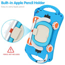 Cute Cat King Kids Shockproof EVA Protective Case with Holder & Shoulder Strap & Handle For iPad 10.2 2019 / 2020 / 2021 / Pro 10.5(Light Blue)