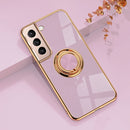 For Samsung Galaxy S22 5G 6D Electroplating Full Coverage Silicone Phone Protective Case with Magnetic Ring Holder(Light Purple)