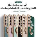 For Samsung Galaxy S22 5G 6D Electroplating Full Coverage Silicone Phone Protective Case with Magnetic Ring Holder(Light Purple)