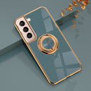 For Samsung Galaxy S22 5G 6D Electroplating Full Coverage Silicone Phone Protective Case with Magnetic Ring Holder(Grandma Ash)