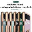 For Samsung Galaxy Z Flip3 5G 6D Electroplating Full Coverage Silicone Phone Protective Case with Magnetic Ring Holder(Light Purple)
