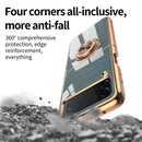 For Samsung Galaxy Z Flip3 5G 6D Electroplating Full Coverage Silicone Phone Protective Case with Magnetic Ring Holder(Black)