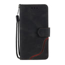 For Samsung Galaxy A13 5G Three-color Stitching Calf Texture Horizontal Flip Phone Leather Case with Holder & Card Slots & Wallet(Black)